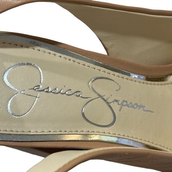 Jessica Simpson Mylana Leather Block Heel Pumps Size 7 Almond Toe Ankle Strap - Picture 9 of 10